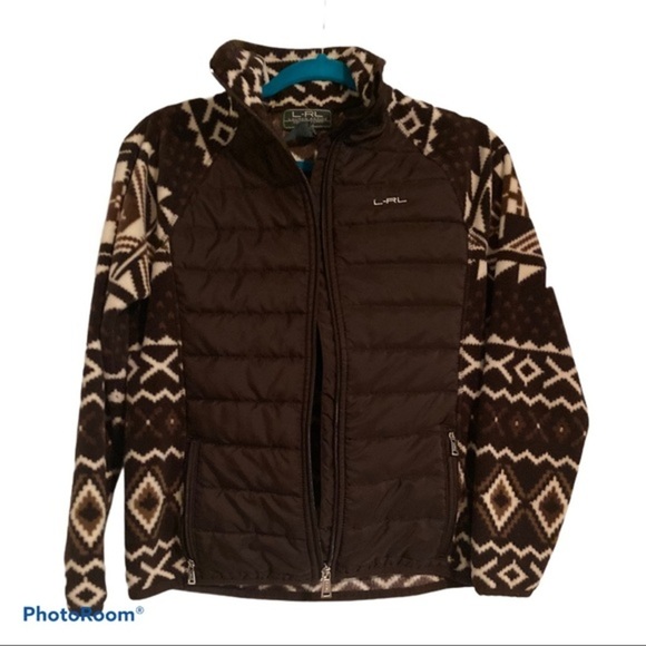Ralph Lauren Petite Tribal Aztec Fleece•Brown PM - Picture 1 of 2
